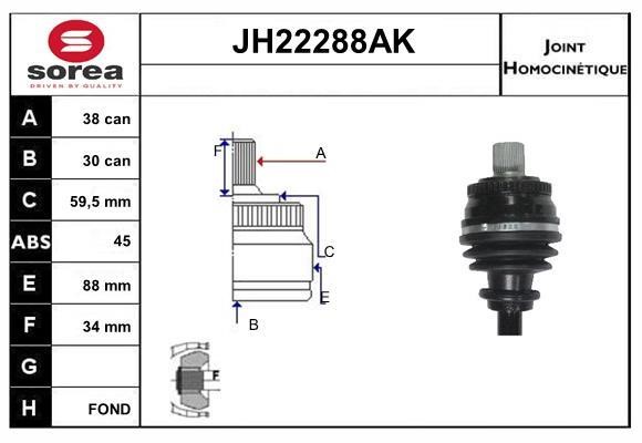 SNRA JH22288AK CV joint JH22288AK: Buy near me in Poland at 2407.PL - Good price!