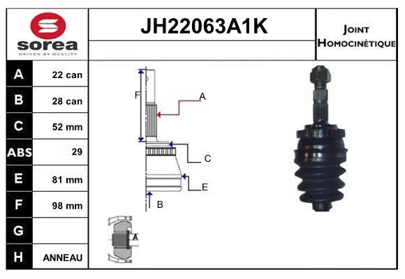 SNRA JH22063A1K Шарнир равных угловых скоростей (ШРУС) JH22063A1K: Отличная цена - Купить в Польше на 2407.PL!