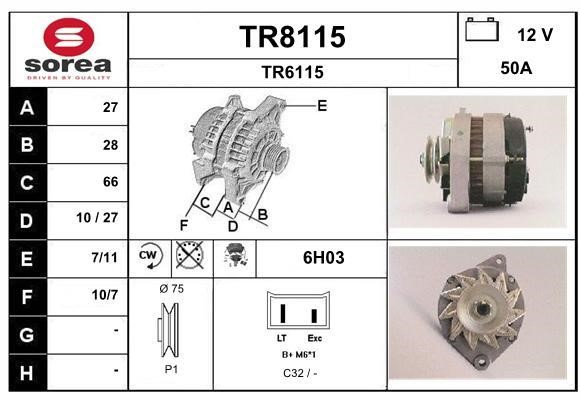 SNRA TR8115 Alternator TR8115: Buy near me in Poland at 2407.PL - Good price!