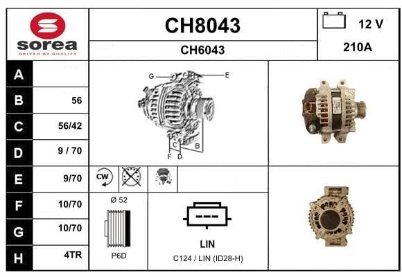 SNRA CH8043 Alternator CH8043: Buy near me in Poland at 2407.PL - Good price!