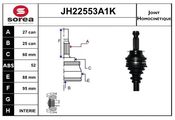 SNRA JH22553A1K Joint Kit, drive shaft JH22553A1K: Buy near me in Poland at 2407.PL - Good price!