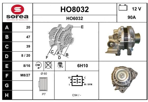 SNRA HO8032 Alternator HO8032: Buy near me in Poland at 2407.PL - Good price!