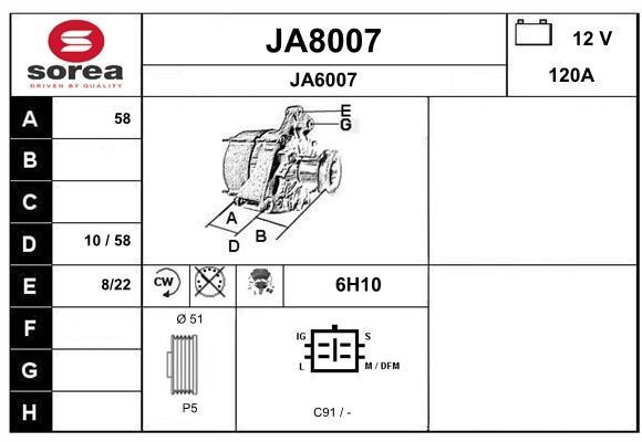 SNRA JA8007 Alternator JA8007: Dobra cena w Polsce na 2407.PL - Kup Teraz!