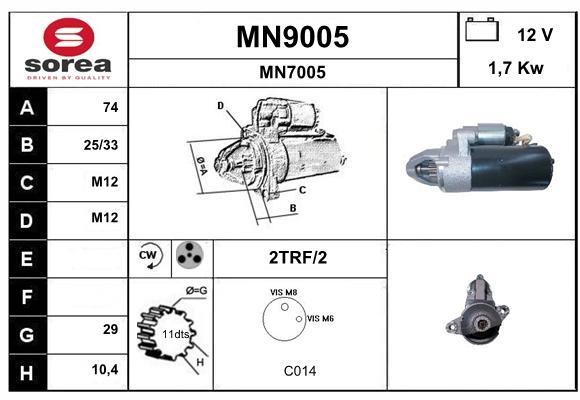 SNRA MN9005 Starter MN9005: Buy near me in Poland at 2407.PL - Good price!