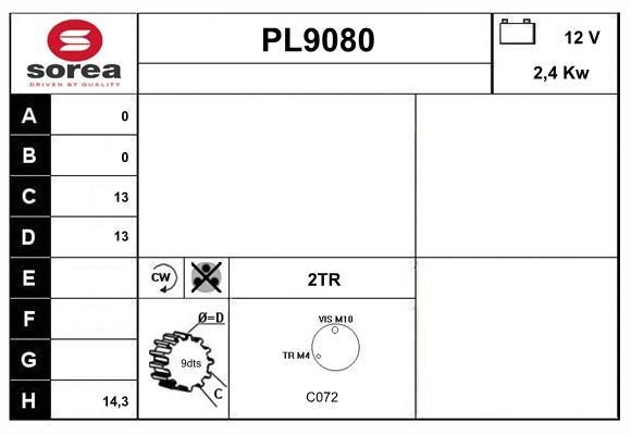 SNRA PL9080 Starter PL9080: Buy near me in Poland at 2407.PL - Good price!