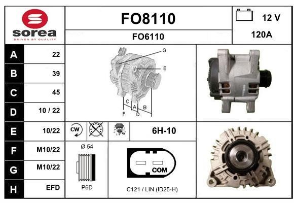 SNRA FO8110 Alternator FO8110: Buy near me in Poland at 2407.PL - Good price!