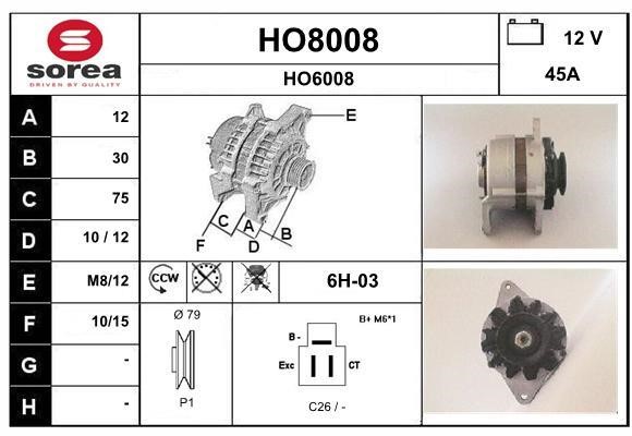 SNRA HO8008 Alternator HO8008: Dobra cena w Polsce na 2407.PL - Kup Teraz!