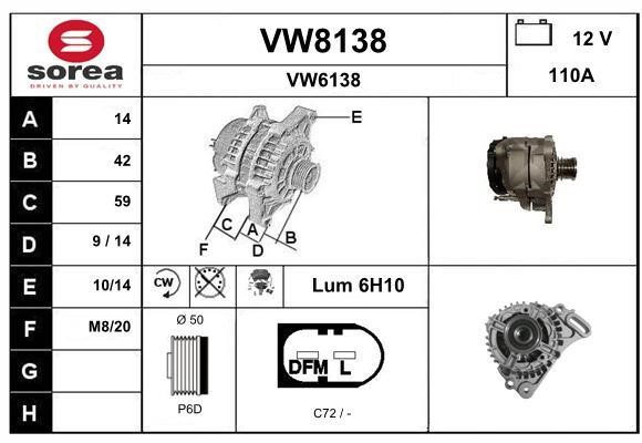 SNRA VW8138 Alternator VW8138: Dobra cena w Polsce na 2407.PL - Kup Teraz!