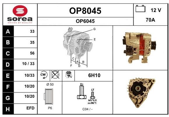 SNRA OP8045 Alternator OP8045: Buy near me in Poland at 2407.PL - Good price!