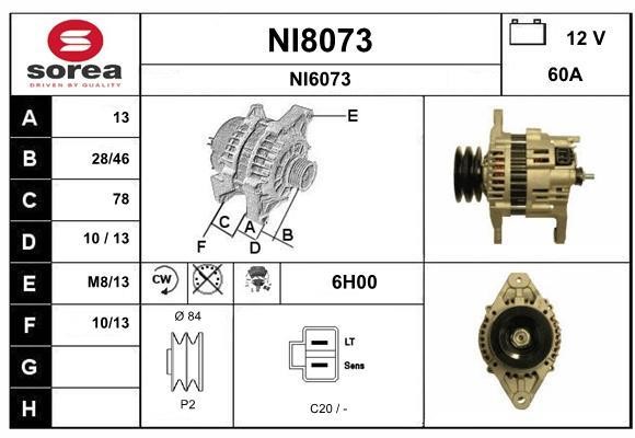 SNRA NI8073 Alternator NI8073: Buy near me at 2407.PL in Poland at an Affordable price!