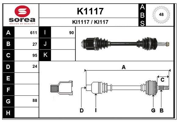 SNRA K1117 Antriebswelle K1117: Kaufen Sie zu einem guten Preis in Polen bei 2407.PL!