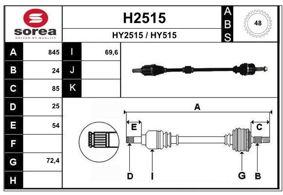 SNRA H2515 Drive Shaft H2515: Buy near me in Poland at 2407.PL - Good price!