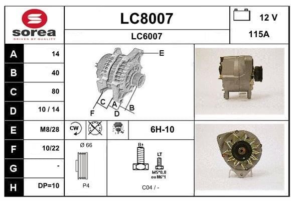 SNRA LC8007 Alternator LC8007: Buy near me in Poland at 2407.PL - Good price!