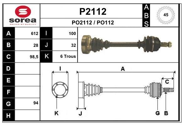 SNRA P2112 Drive Shaft P2112: Buy near me in Poland at 2407.PL - Good price!