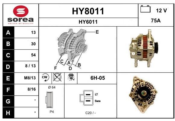 SNRA HY8011 Alternator HY8011: Buy near me in Poland at 2407.PL - Good price!