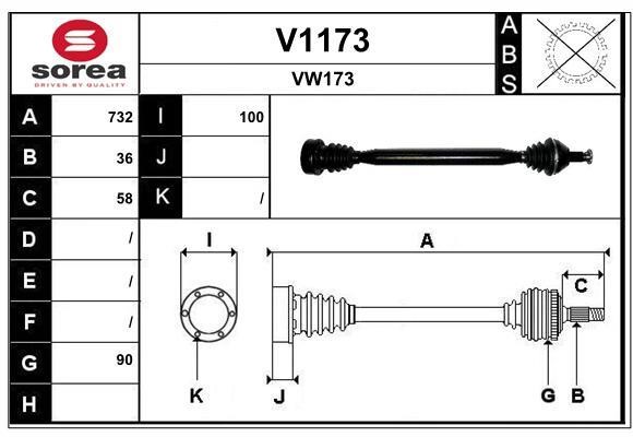 SNRA V1173 Drive shaft V1173: Buy near me in Poland at 2407.PL - Good price!