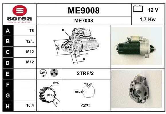 SNRA ME9008 Стартер ME9008: Отличная цена - Купить в Польше на 2407.PL!