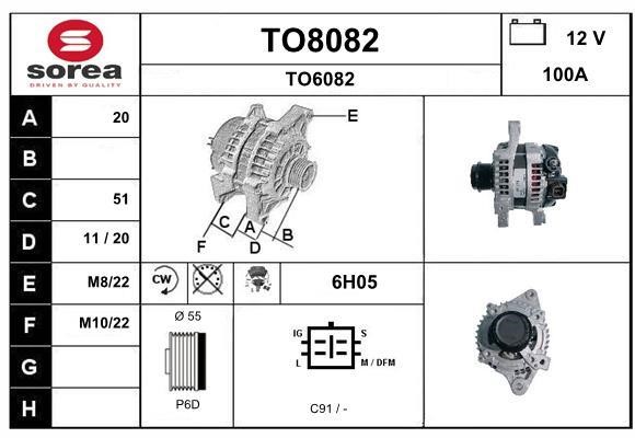 SNRA TO8082 Alternator TO8082: Buy near me in Poland at 2407.PL - Good price!