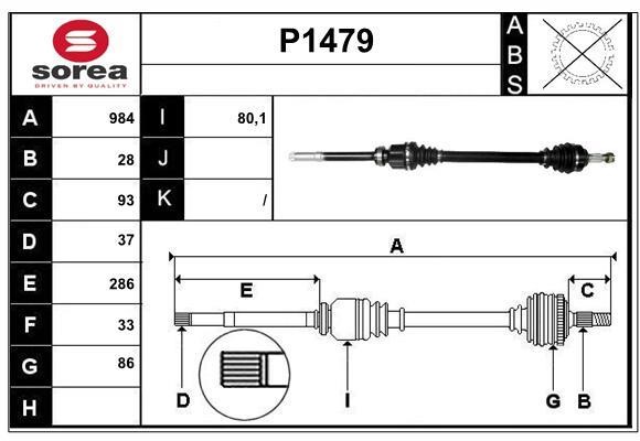 SNRA P1479 Drive shaft P1479: Buy near me at 2407.PL in Poland at an Affordable price!
