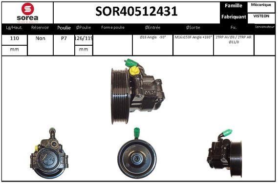 SNRA SOR40512431 Hydraulic Pump, steering system SOR40512431: Buy near me in Poland at 2407.PL - Good price!