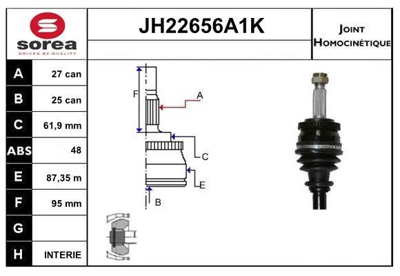 SNRA JH22656A1K Joint kit, drive shaft JH22656A1K: Buy near me in Poland at 2407.PL - Good price!