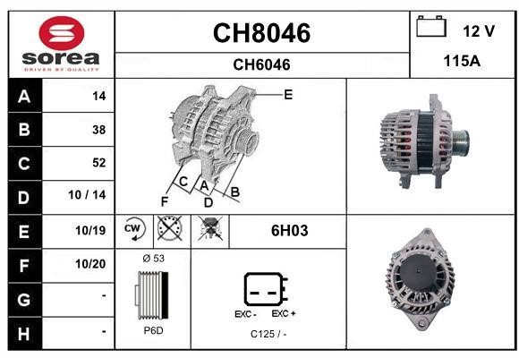 SNRA CH8046 Alternator CH8046: Buy near me in Poland at 2407.PL - Good price!