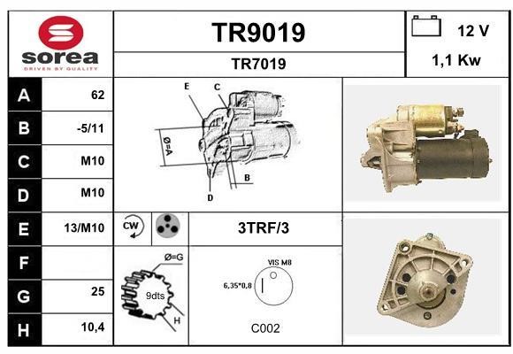 SNRA TR9019 Starter TR9019: Buy near me in Poland at 2407.PL - Good price!