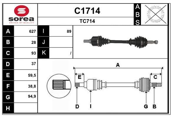 SNRA C1714 Drive shaft C1714: Buy near me in Poland at 2407.PL - Good price!