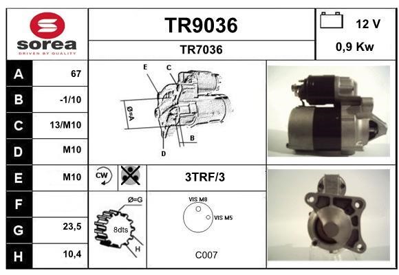 SNRA TR9036 Starter TR9036: Buy near me at 2407.PL in Poland at an Affordable price!