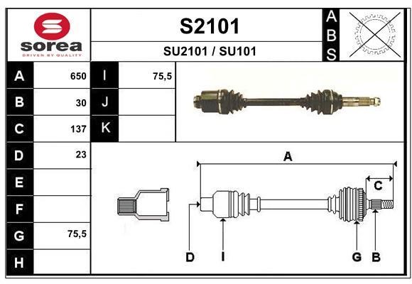 SNRA S2101 Drive Shaft S2101: Buy near me in Poland at 2407.PL - Good price!