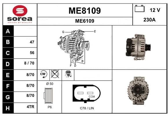 SNRA ME8109 Alternator ME8109: Buy near me in Poland at 2407.PL - Good price!