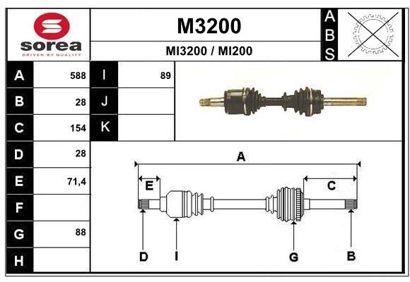 SNRA M3200 Drive Shaft M3200: Buy near me in Poland at 2407.PL - Good price!