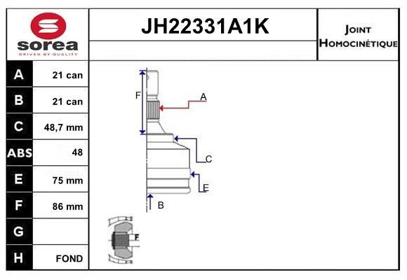 SNRA JH22331A1K Joint kit, drive shaft JH22331A1K: Buy near me in Poland at 2407.PL - Good price!