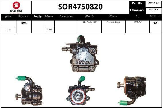 SNRA SOR4750820 Hydraulic Pump, steering system SOR4750820: Buy near me in Poland at 2407.PL - Good price!