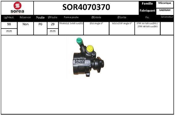 SNRA SOR4070370 Hydraulic Pump, steering system SOR4070370: Buy near me in Poland at 2407.PL - Good price!