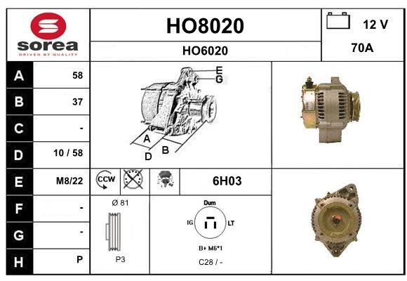 SNRA HO8020 Alternator HO8020: Buy near me in Poland at 2407.PL - Good price!