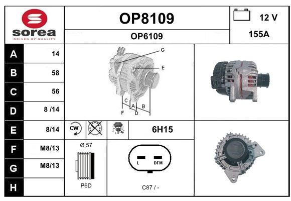 SNRA OP8109 Alternator OP8109: Buy near me in Poland at 2407.PL - Good price!