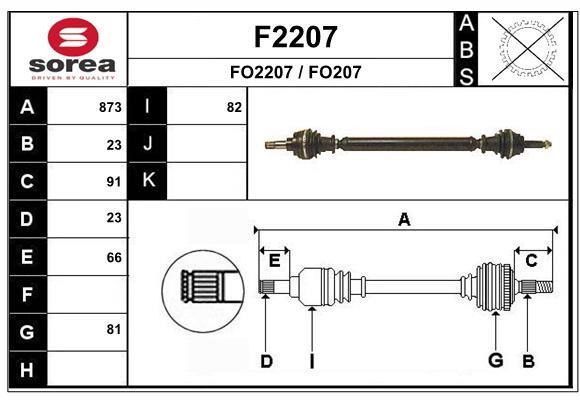 SNRA F2207 Drive Shaft F2207: Buy near me in Poland at 2407.PL - Good price!