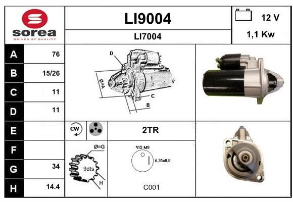 SNRA LI9004 Starter LI9004: Buy near me in Poland at 2407.PL - Good price!