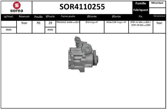 SNRA SOR4110255 Hydraulic Pump, steering system SOR4110255: Buy near me in Poland at 2407.PL - Good price!