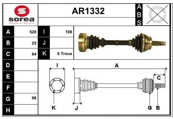 SNRA AR1332 Вал привідний AR1332: Приваблива ціна - Купити у Польщі на 2407.PL!