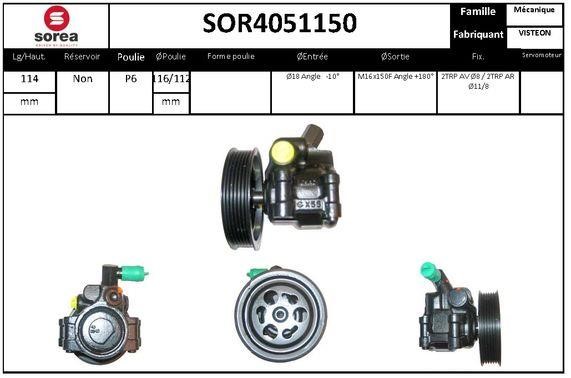 SNRA SOR4051150 Hydraulic Pump, steering system SOR4051150: Buy near me in Poland at 2407.PL - Good price!