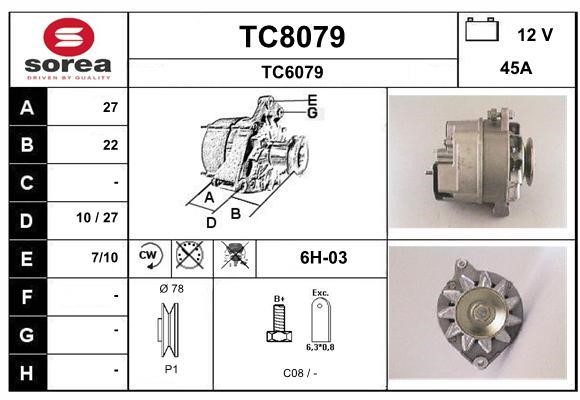 SNRA TC8079 Alternator TC8079: Buy near me in Poland at 2407.PL - Good price!