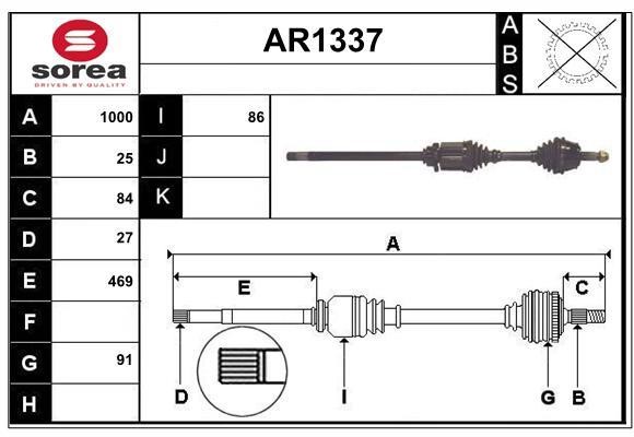 SNRA AR1337 Drive shaft AR1337: Buy near me in Poland at 2407.PL - Good price!