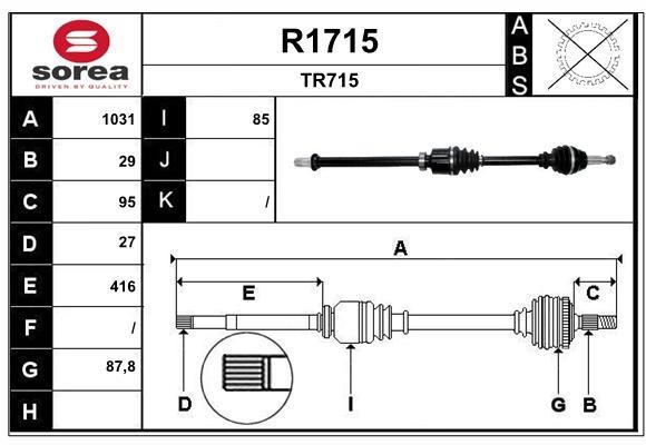 SNRA R1715 Drive shaft R1715: Buy near me in Poland at 2407.PL - Good price!