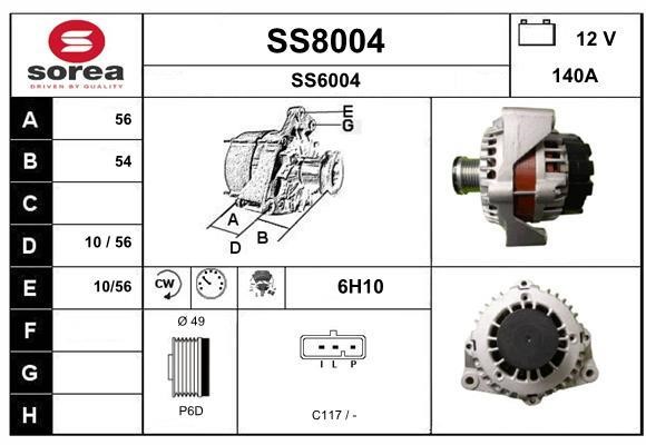 SNRA SS8004 Alternator SS8004: Buy near me in Poland at 2407.PL - Good price!