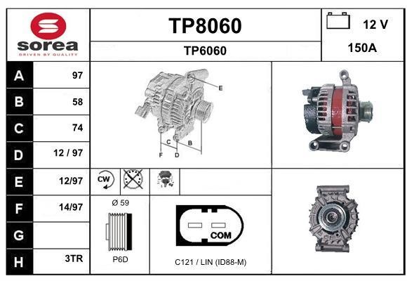 SNRA TP8060 Alternator TP8060: Buy near me in Poland at 2407.PL - Good price!
