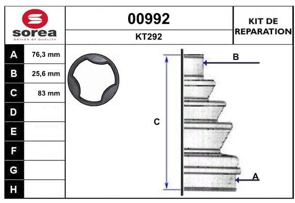 SNRA 00992 Bellow set, drive shaft 00992: Buy near me in Poland at 2407.PL - Good price!