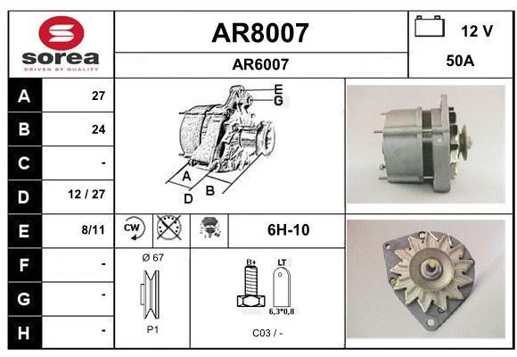 SNRA AR8007 Alternator AR8007: Dobra cena w Polsce na 2407.PL - Kup Teraz!
