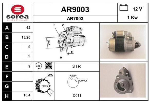 SNRA AR9003 Starter AR9003: Buy near me in Poland at 2407.PL - Good price!